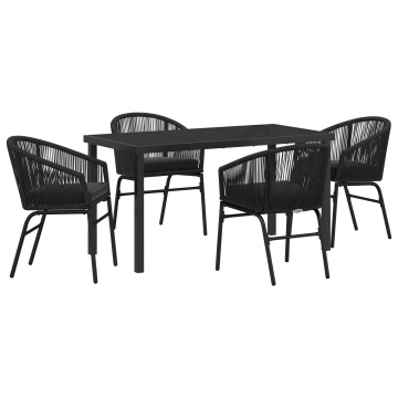 Set de Masă de Grădină 5 Piese Negru din Poliratan - Img 2
