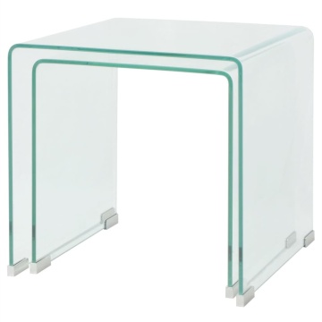 Set de masă din sticlă securit transparentă, stivuibil, 2 piese - Img 3