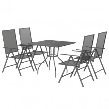 Set de masă pentru grădină, 5 piese, antracit, oțel - Img 3