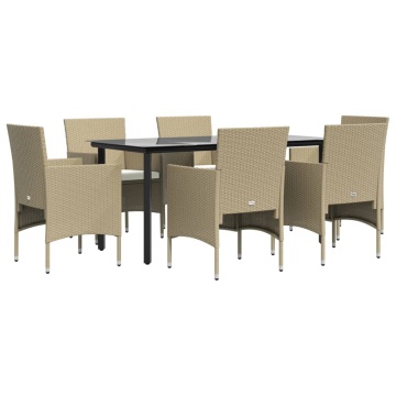 Set de masă pentru grădină, 5 piese, cu perne, bej și negru - Img 3