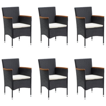 Set de masă pentru grădină, 7 piese, cu perne, negru - Img 4