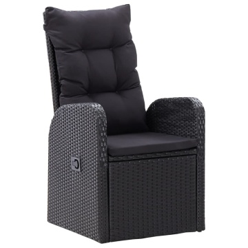 Set de masă pentru grădină, 7 piese, cu perne, negru - Img 4