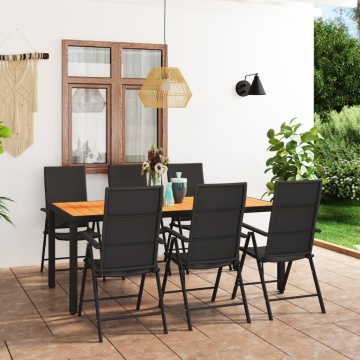 Set de masă pentru grădină, 7 piese, negru și maro - Img 1