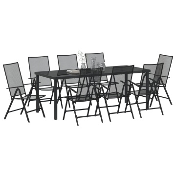Set de Masă pentru Grădină 9 Piese Oțel Antracit - Img 3