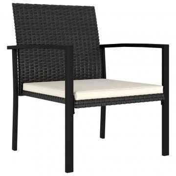 Set de masă și scaune de exterior, 9 piese, negru, poliratan - Img 7