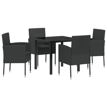 Set de mese de grădină cu perne negre din poli rattan - Img 2