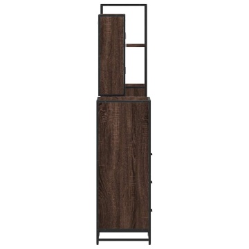 Set de mobilier de baie din 4 piese din lemn de stejar maro - Img 6