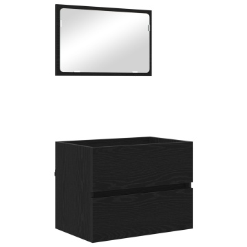 Set de mobilier pentru baie 2 piese Stejar negru Lemn prelucrat - Img 2