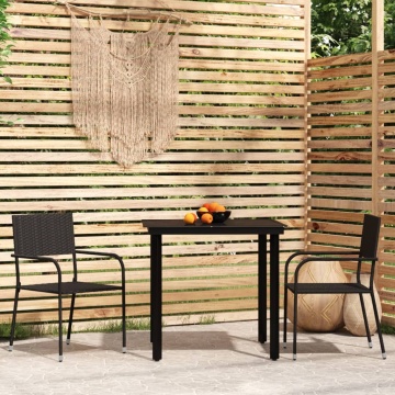 Set de mobilier pentru grădină, 3 piese, negru - Img 1