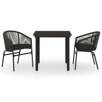 Set de mobilier pentru grădină, 3 piese, negru - Img 2