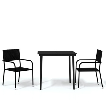Set de mobilier pentru grădină, 3 piese, negru - Img 2