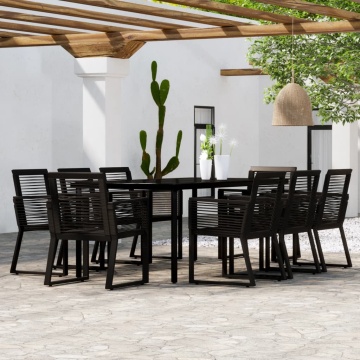 Set de mobilier pentru grădină, 9 piese, negru - Img 1