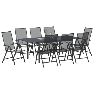 Set de mobilier pentru hol 9 Piese Oțel Anthracit, Masă extensibilă pentru grădină Anthracit (140-210)x90x73 cm Oțel - Img 3