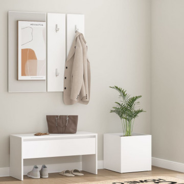 Set de mobilier pentru hol, alb, lemn prelucrat - Img 1