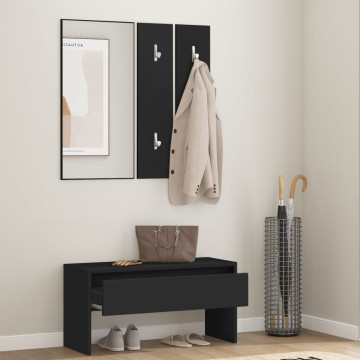 Set de mobilier pentru hol, negru, lemn prelucrat - Img 3