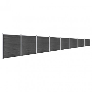 Set de panouri de gard, negru, 1391x186 cm, WPC - Img 2