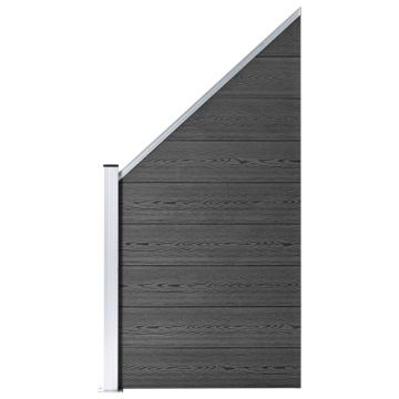 Set de panouri de gard, negru, 965x(105-186) cm, WPC - Img 2