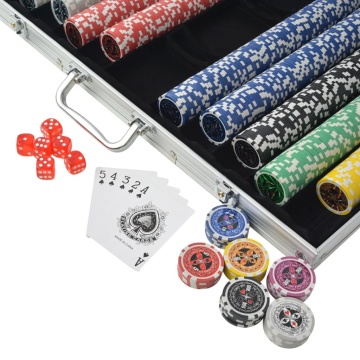 Set de poker cu 1000 de jetoane cu laser din aluminiu - Img 3