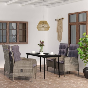 Set de servit masa pentru grădină, 5 piese, gri și negru - Img 1