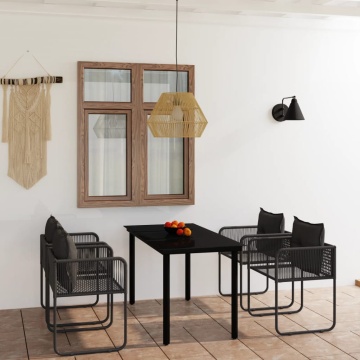 Set de servit masa pentru grădină, 5 piese, negru - Img 1