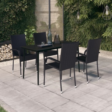 Set de servit masa pentru grădină, 5 piese, negru - Img 1