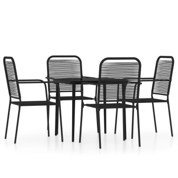 Set de servit masa pentru grădină, 5 piese, negru - Img 2