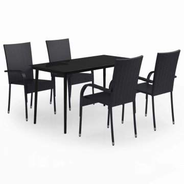 Set de servit masa pentru grădină, 5 piese, negru - Img 2