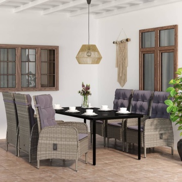Set de servit masa pentru grădină, 7 piese, gri și negru - Img 1