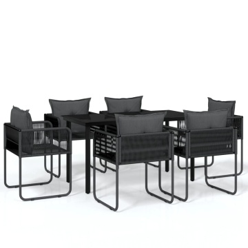 Set de servit masa pentru grădină, 7 piese, negru - Img 2