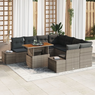 Set de Sofa de Grădină Set de 9 Gri Rattan polimeric - Img 1