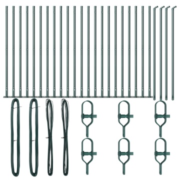 Set de stâlpi de gard 26 buc Verde Beton și metal - Img 2