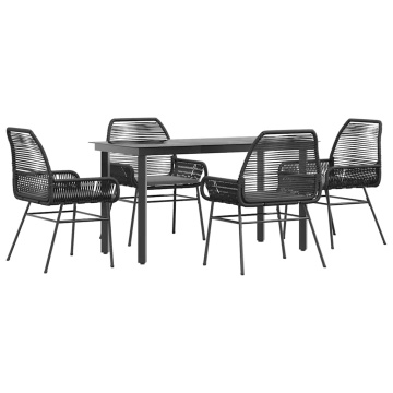 Set de sufragerie de grădină 5 piese neagră Sticlă Poly Rattan - Img 2