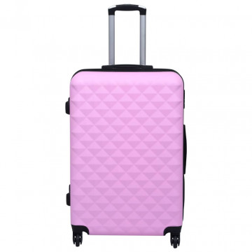 Set de valize cu carcasă rigidă, 2 piese, roz, ABS - Img 2