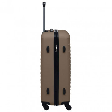 Set de valize cu carcasă rigidă, 3 piese, maro, ABS - Img 3