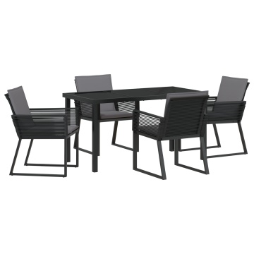 Set Dining Grădină 5 Piese cu Perne Negru Poliratan - Img 2