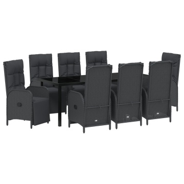 Set dining grădină cu perne negre din poliratan - Img 2