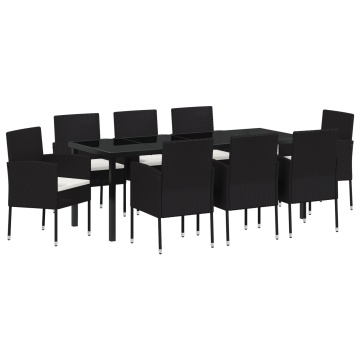Set Dining Grădină cu Perne Negru Ratan Polimeric - Img 2