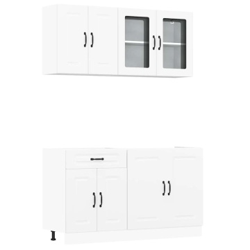 Set dulap de bucătărie din 4 piese „Kalmar” Lemn prelucrat alb - Img 2