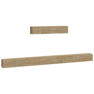 Set dulap TV, 6 piese, stejar sonoma, lemn prelucrat - Img 2