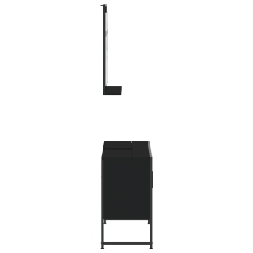 Set dulapuri de baie, 2 piese, negru, lemn prelucrat - Img 6