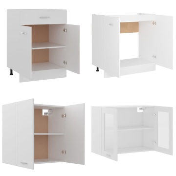 Set dulapuri de bucătărie, 4 piese, alb, lemn prelucrat - Img 8