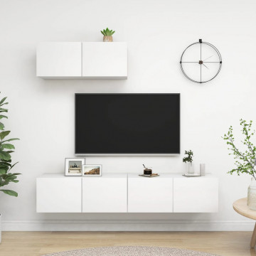 Set dulapuri TV, 3 piese, alb, lemn prelucrat - Img 1
