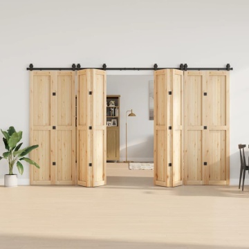 Set feronerie pentru ușă glisantă, negru, 183 cm, oțel - Img 3