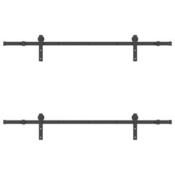 Set feronerie pentru ușă glisantă, negru, 183 cm, oțel - Img 5