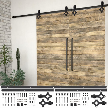 Set feronerie pentru uși glisante, 2 piese,negru, 200 cm, oțel - Img 1