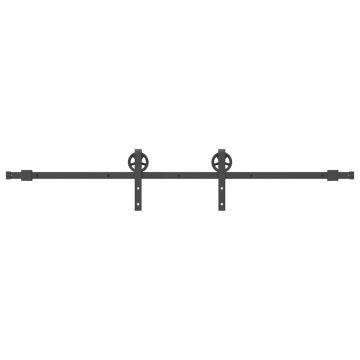 Set feronerie pentru uși glisante, negru, 200 cm, oțel - Img 2