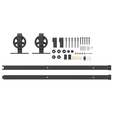 Set feronerie pentru uși glisante, negru, 200 cm, oțel - Img 8