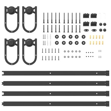 Set feronerie pentru uși glisante, negru, 200 cm, oțel - Img 7