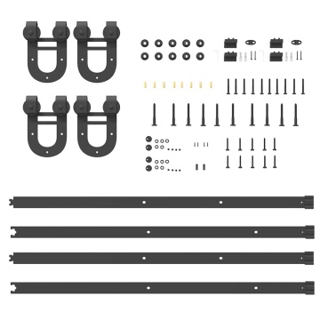 Set feronerie pentru uși glisante, negru, 200 cm, oțel - Img 8
