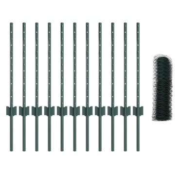 Set Gard Hexagonal Set de 2 Verde Oțel Acoperit cu Pulberi Mare - Img 2